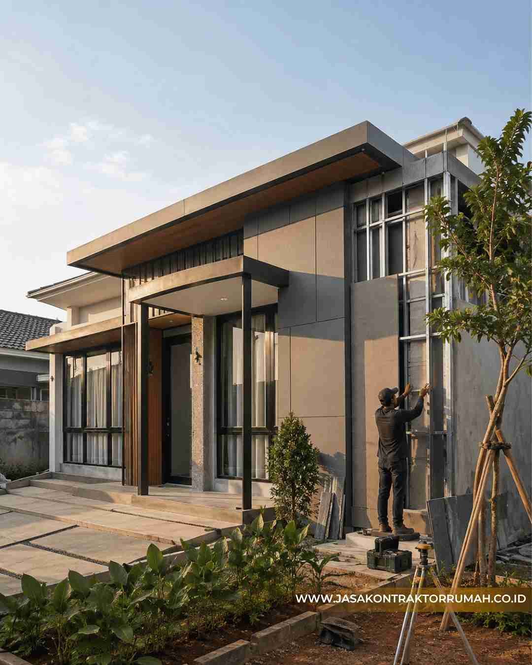 Fasad Kontemporer dengan Panel Komposit & Besi Hollow