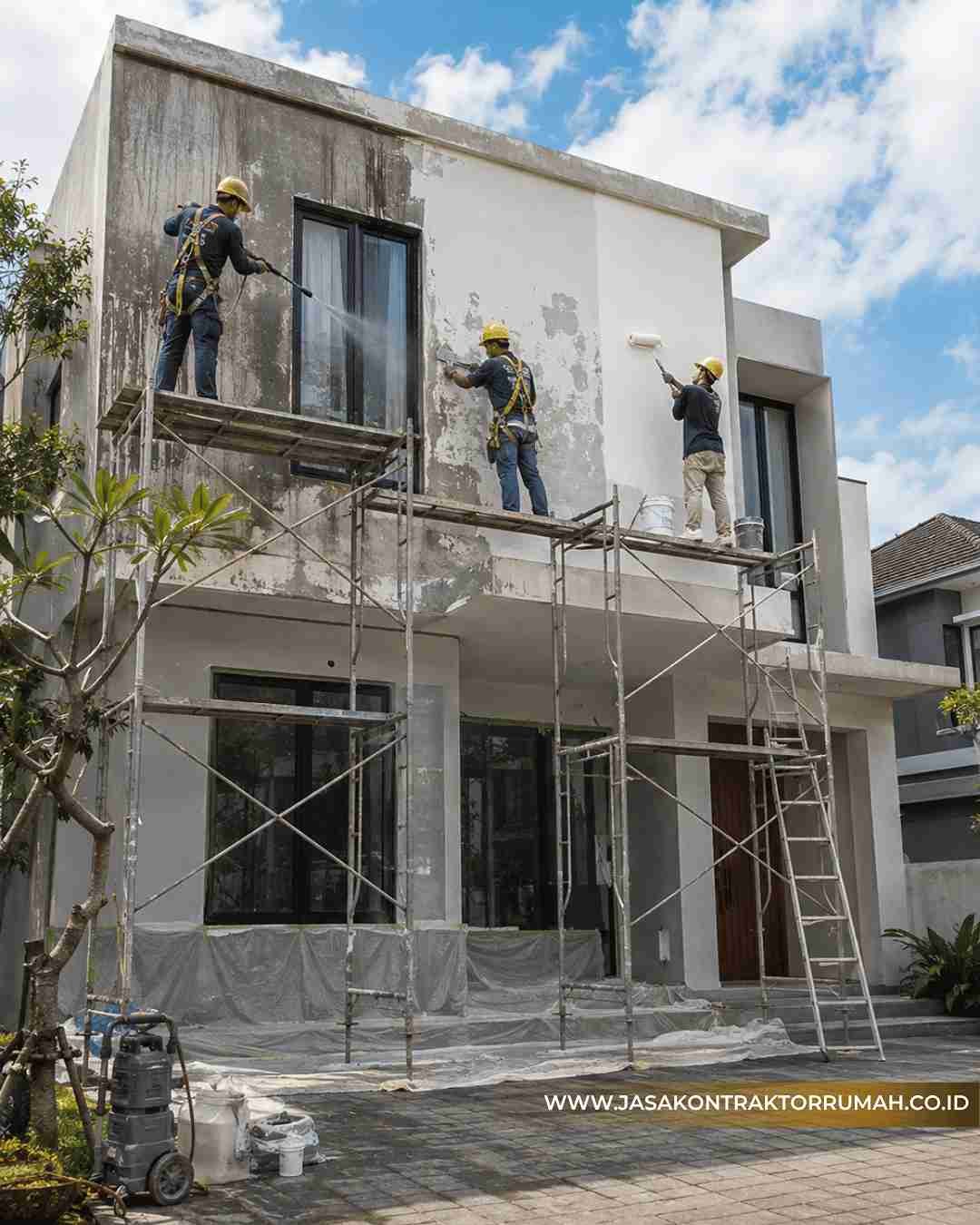 Pembersihan & Pengecatan Ulang Fasad Minimalis