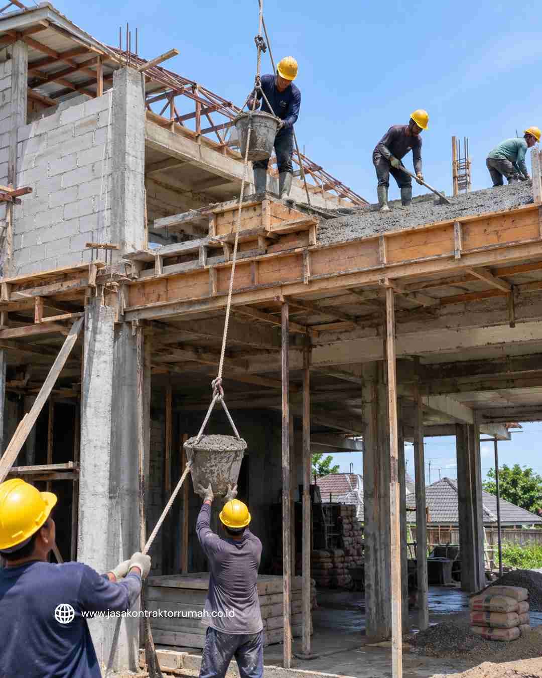 Pekerjaan konstruksi struktur beton bertulang untuk rumah bertingkat